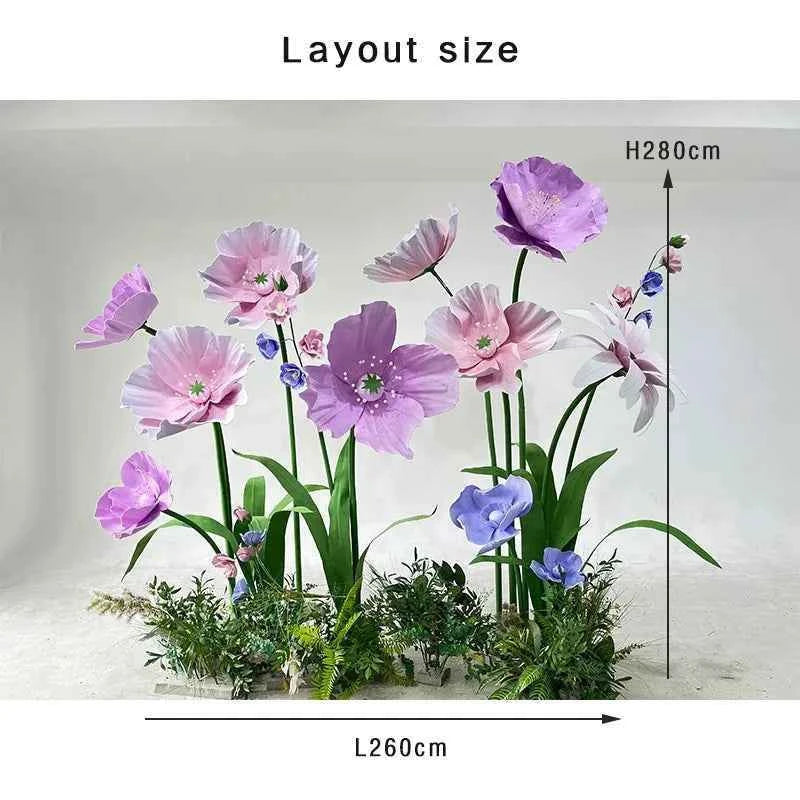 Custom Giant Purple Poppy Paper Flowers Set Wedding & Party Decoration Supplies for Graduation Halloween & Easter