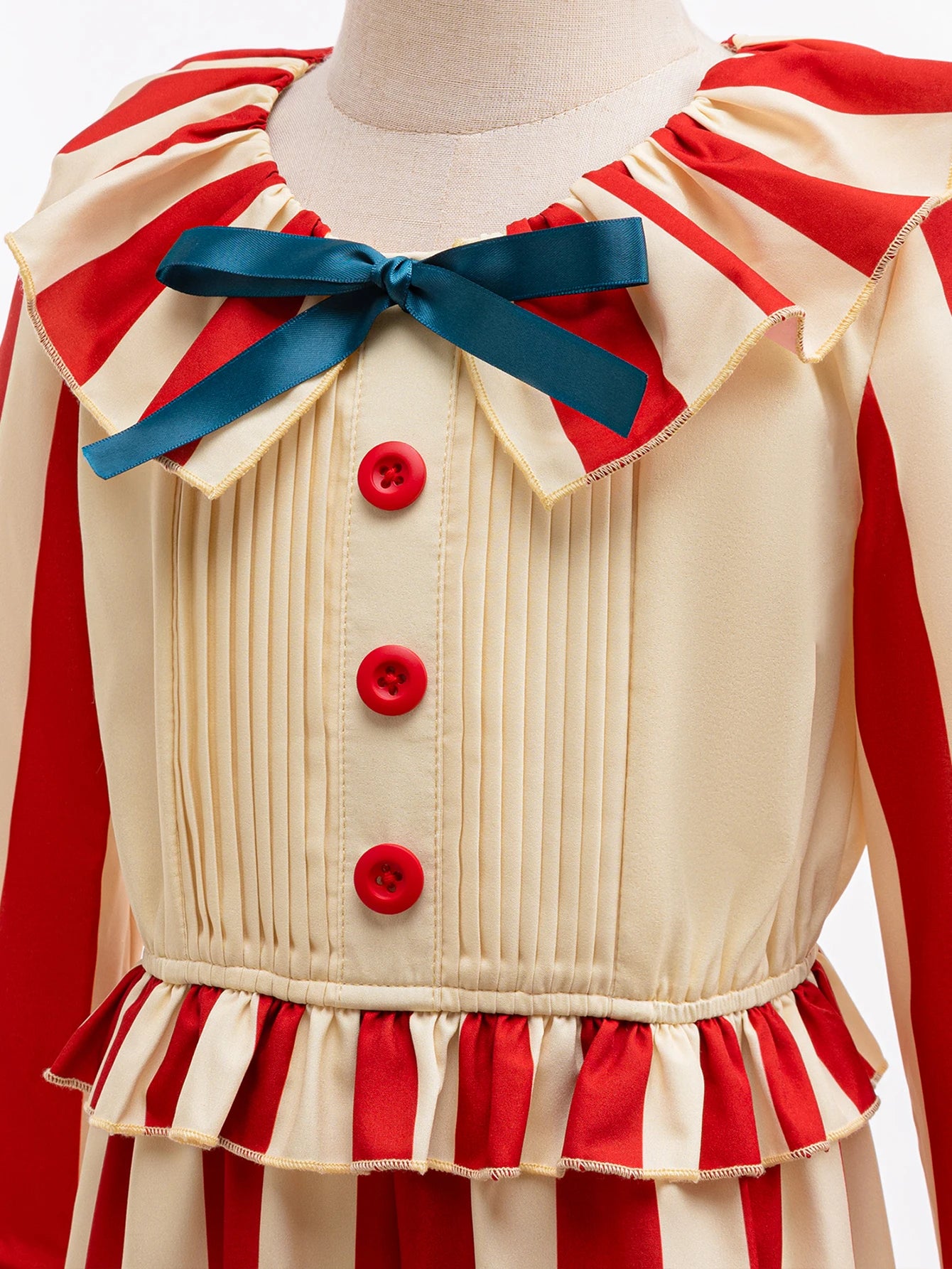 Kids Horror Movie Corn Clown Cosplay Costume Carnival Red Striped Jumpsuits Rainbow Wigs Girls Boys Joker Halloween Costume - Big Tim's Magic Emporium