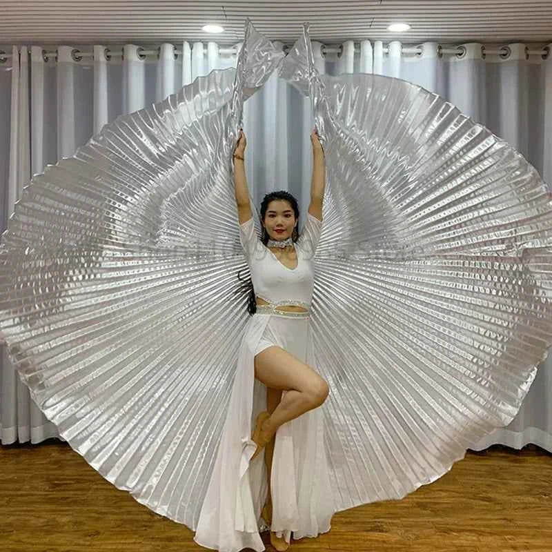 Oriental Style Dance Accessories Stage Performance Props Egyptian Wings 300 Degrees Belly Dance Isis Wings with Sticks