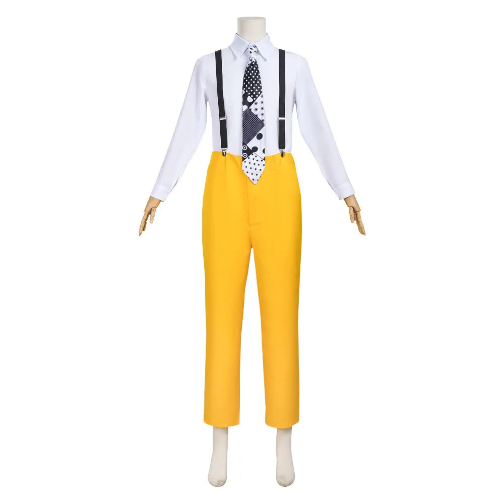 Movie The Mask Cosplay Yellow Uniform with Hat Green Mask Halloween Carnival Party Clown Props Costume - Big Tim's Magic Emporium