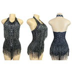 Women's Rhinestone Fringe Dance Bodysuit