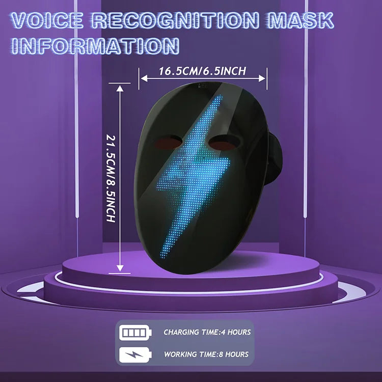 HD Luminous LED Mask with Voice Recognition Gesture Sensing Support Video Animation Programmable App Light up Mask - Big Tim's Magic Emporium