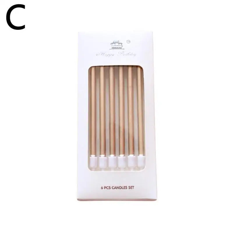 6pcs/Kit Birthday Cake Candles Gold Silver Candles Cupcake Decoration Baby Shower Wedding Party Decorative Candle Toppers