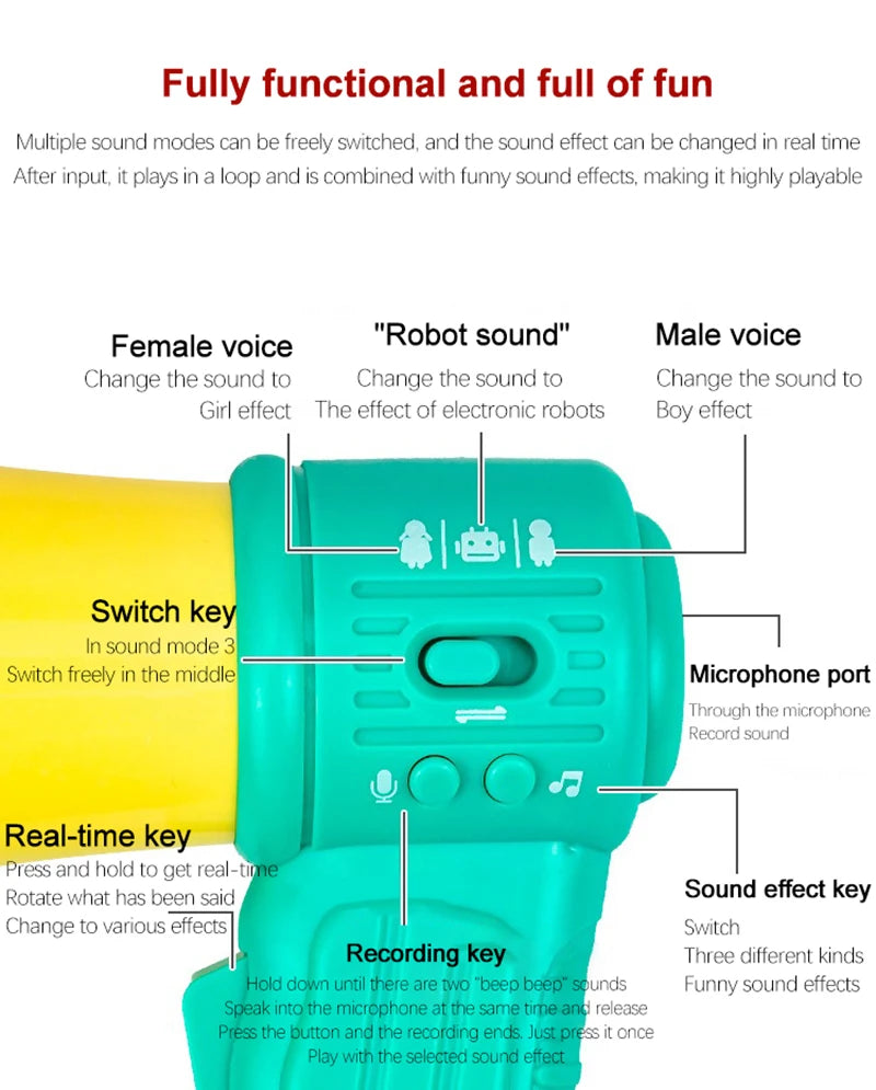 Funny Horn Handheld Large-Mouth Speaker Voice Changer Recording Gift for Children's Party Supplies Noise Making Trumpet - Big Tim's Magic Emporium