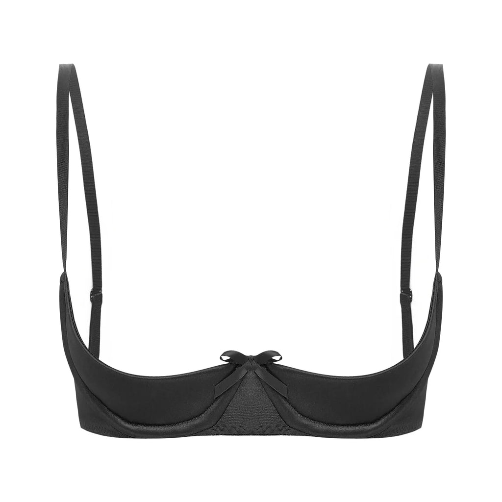 Satin Underwire Half-Cup Push-Up Bra