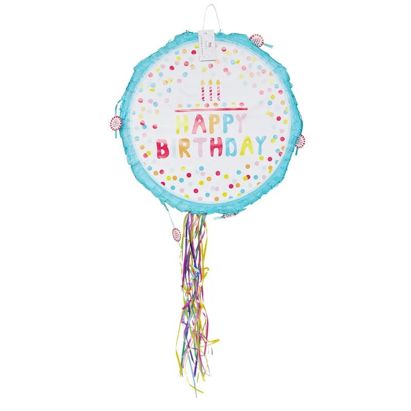 1pcs Happy Birthday Pinata Children's Birthday Party Game Props with Stick Kids Adult Birthday Party Decoration Pinata Toys 43cm