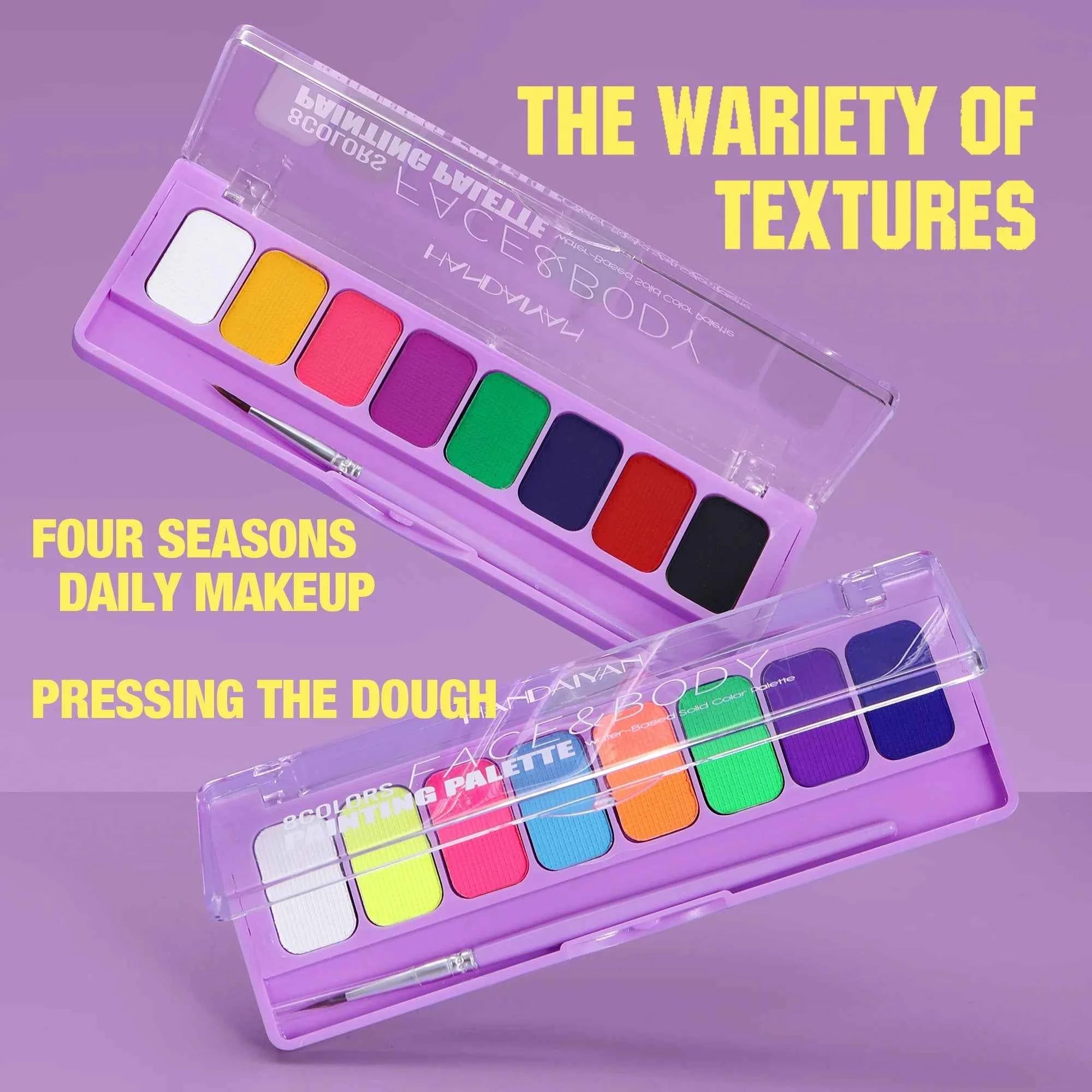 8 Color Face Body Paint Palette Water Soluble Fluorescent UV Makeup Halloween Party Cosmetics Fancy Dress Beauty