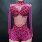 Sexy Mesh Lace Bodysuit Playsuit – Sheer Stage Costume for Nightclub, Dance & Performance | Stardust Starlets