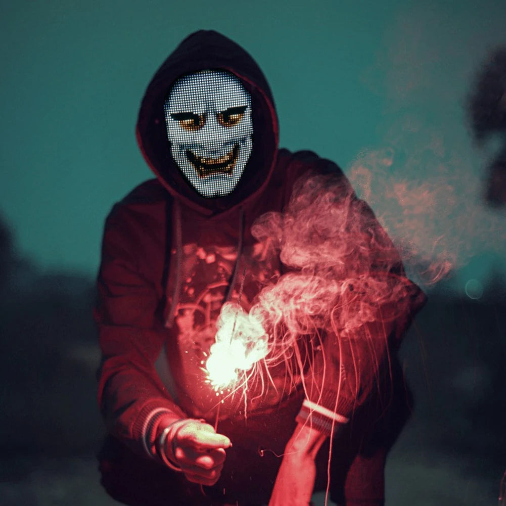 LED Party Mask Bluetooth-connected Programmable USB Charging Glow-in-the-Dark Mask Gestures Sensing Lights Up For Masquerades - Big Tim's Magic Emporium