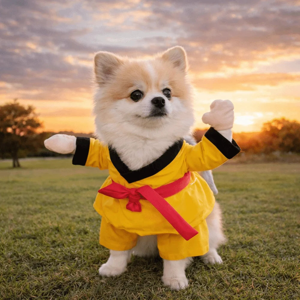 Funny Pet Taekwondo Costume Comfortable Breathable Cat Cosplay Costume Uniform Style Pet Transformational Outfit Cosplay Event