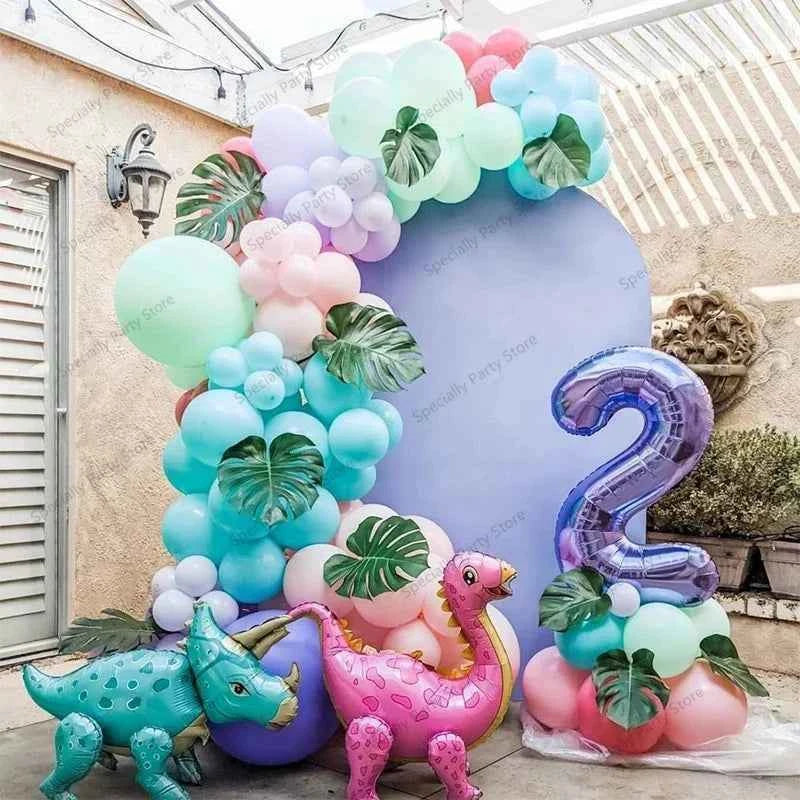 91pcs/Set Dinosaur Arch Garland Kit Animal Foil Balloon Childrens Birthday Party Decoration Supplies Air Globos Kids Toys Ball