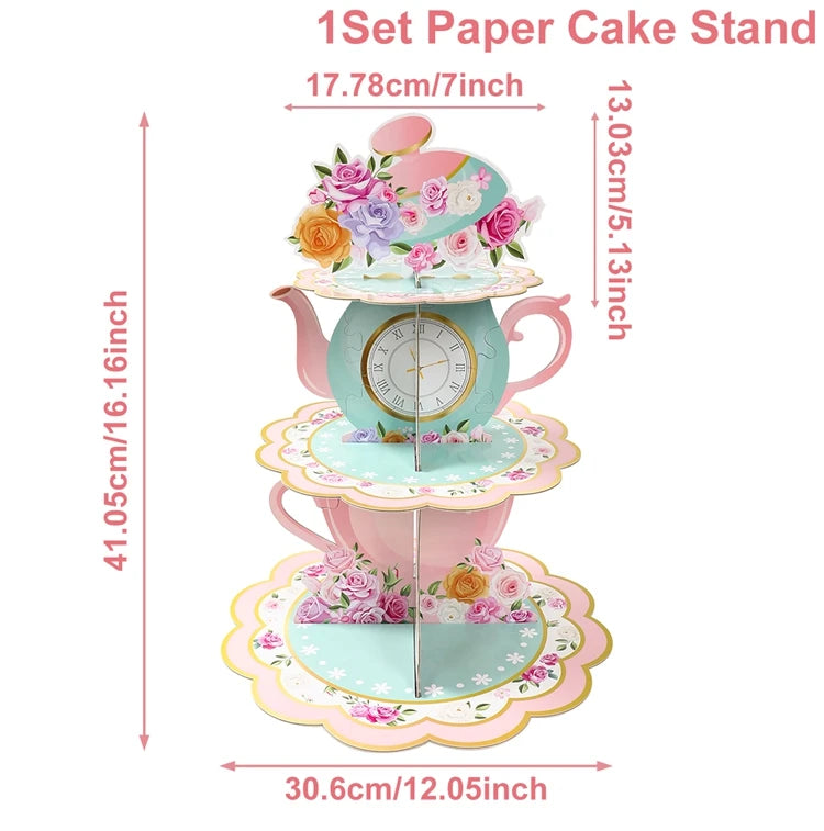 Pink Tea Party Cake Stand Birthday Party Decoration Kids Baby Shower Party Supplies Wedding Table Decor Afternoon Tea Party - Big Tim's Magic Emporium