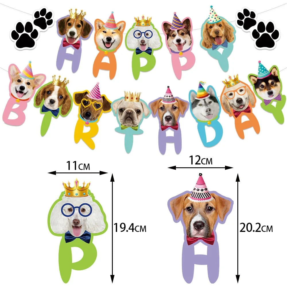 Dog Party Decoration Pet Party Tableware Plate Cup Napkin Tablecloth Birthday Party Banner - Big Tim's Magic Emporium
