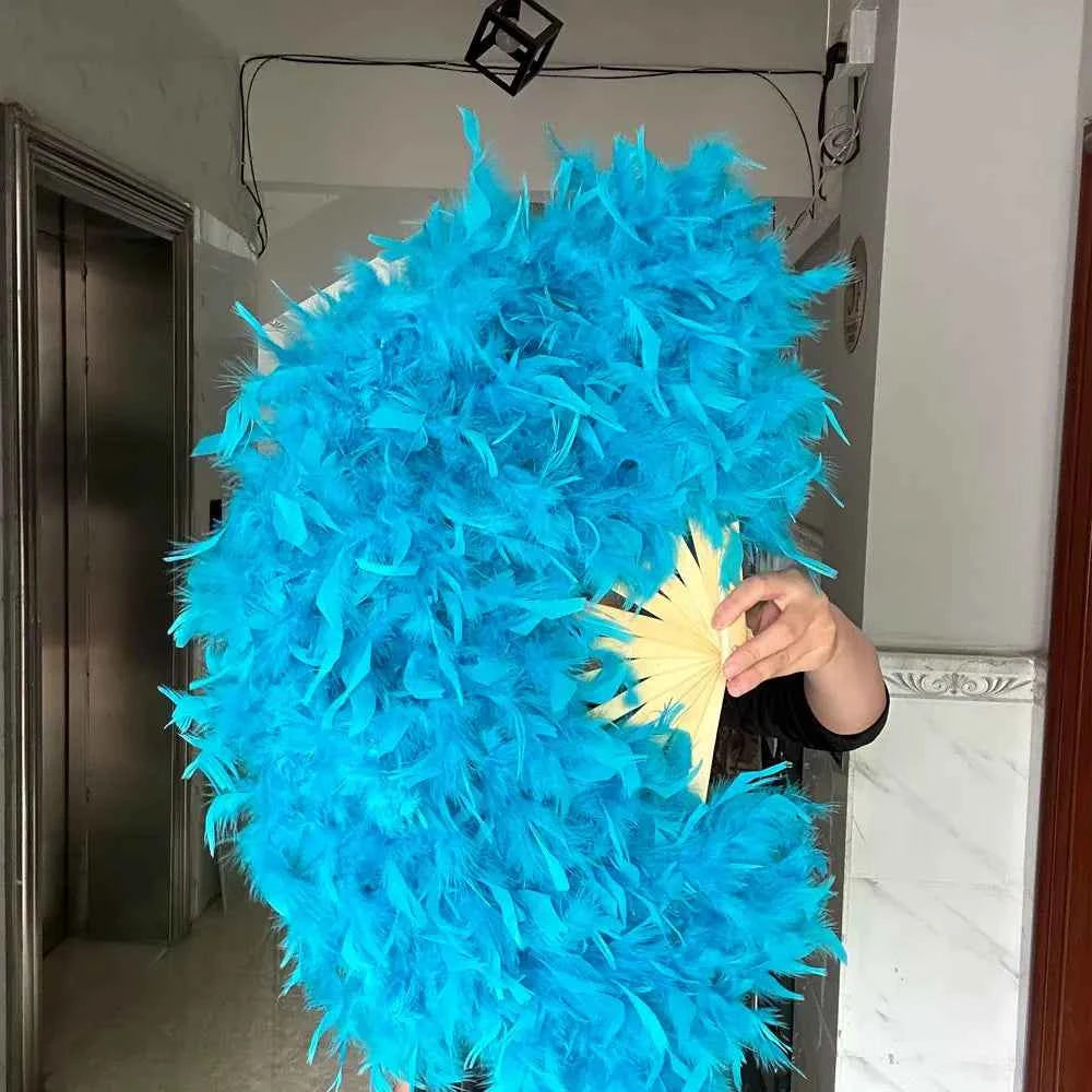70*40cm Large Pink Feather Fan Stage Performance Dance Fan Photography Props Lolita Feather Folding Fan Wedding Party Decoration