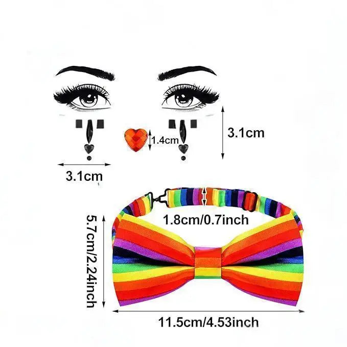 Women Halloween Clown Accessories Rainbow Wig Hair Clip On Puff Buns Clown Bowtie Party Halloween Ball Party Cosplay Costume - Big Tim's Magic Emporium