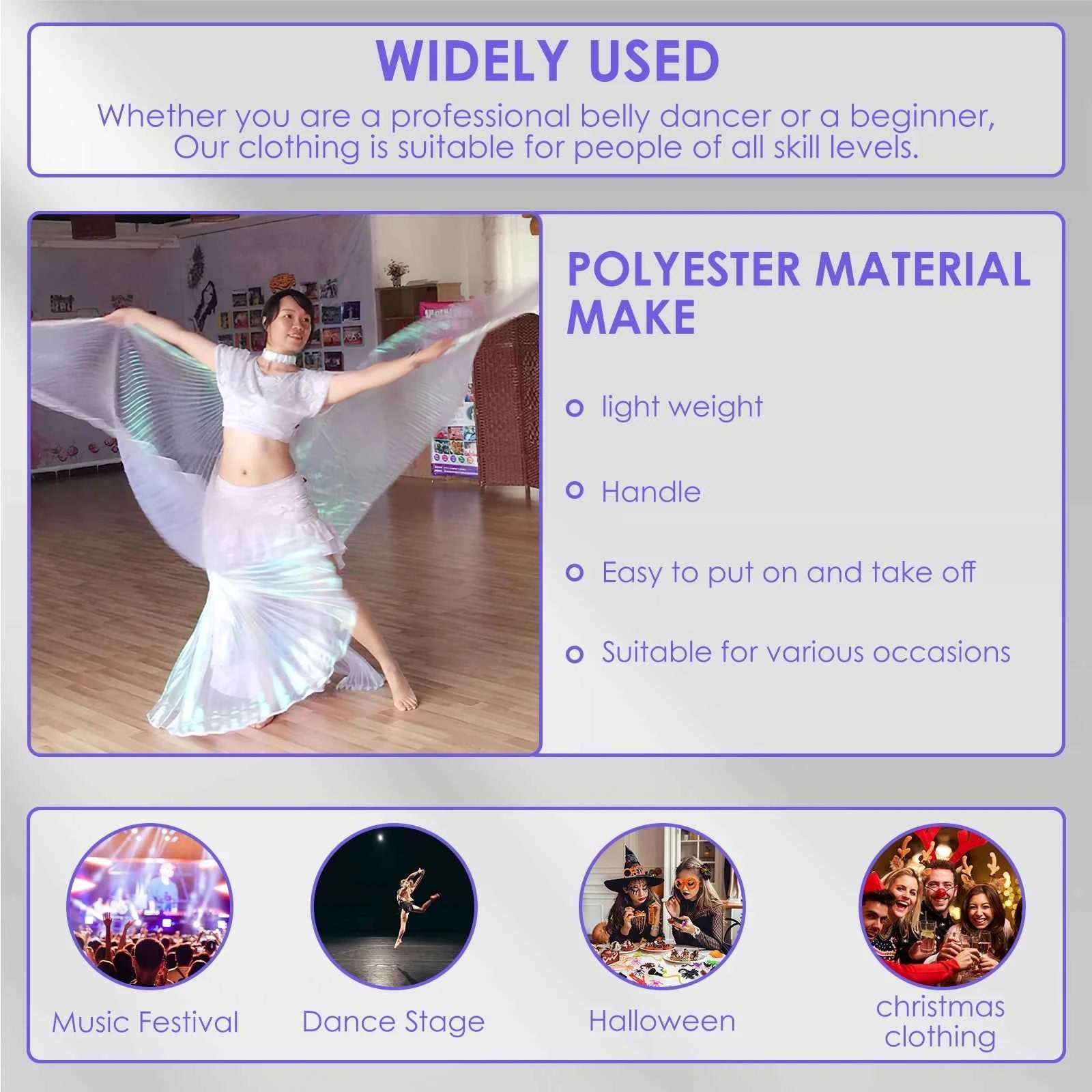 LED Luminescent Cloak Adult Dancers Luminous Butterfly Wing Stage Performance Belly Dancing Party Photo Prop Telescopic Sticks