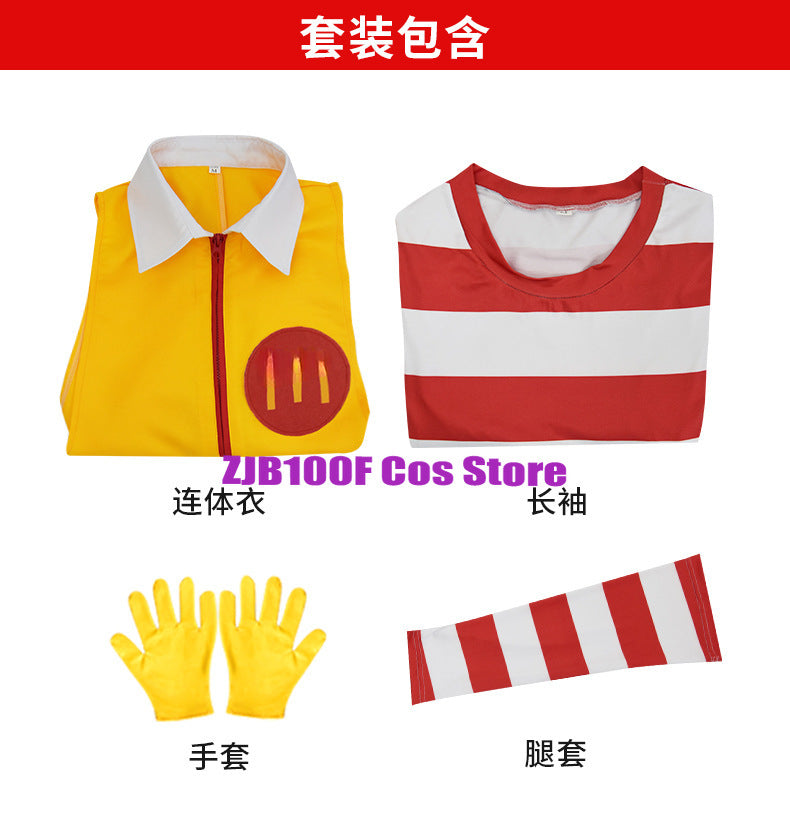M Uncle Clown Cosplay Anime Parent-Child Costume Jumpsuits Fastfood Yellow Clown Clothing for Kids Halloween Christmas Cosplay - Big Tim's Magic Emporium