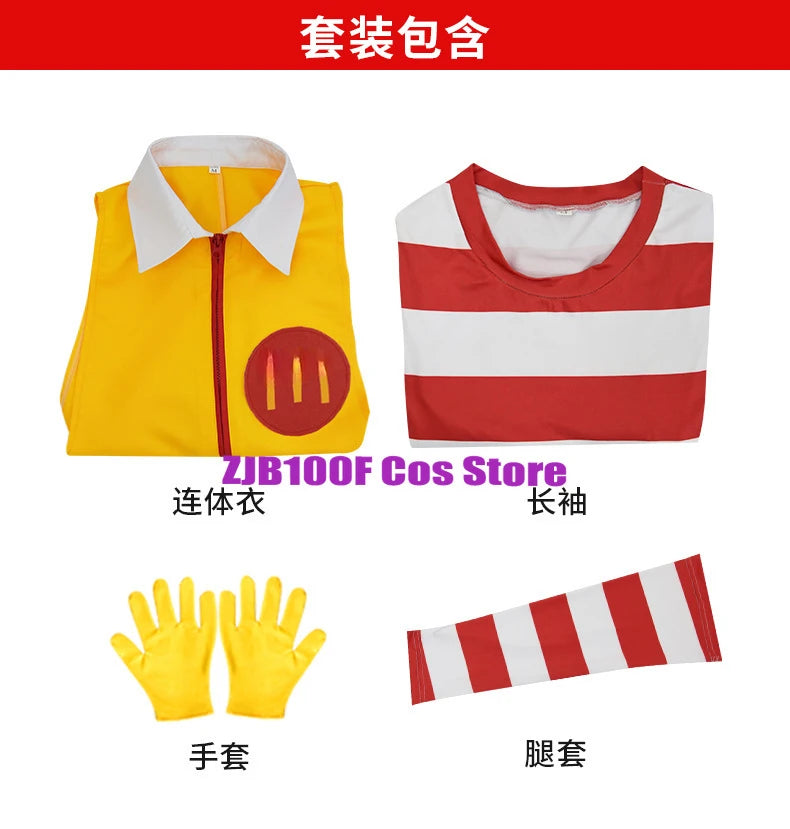 M Uncle Clown Cosplay Anime Parent-Child Costume Jumpsuits Fastfood Yellow Clown Clothing for Kids Halloween Christmas Cosplay - Big Tim's Magic Emporium