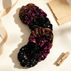 Vintage-Inspired Velvet Gold Star Hair Scrunchies 6-Piece Set
