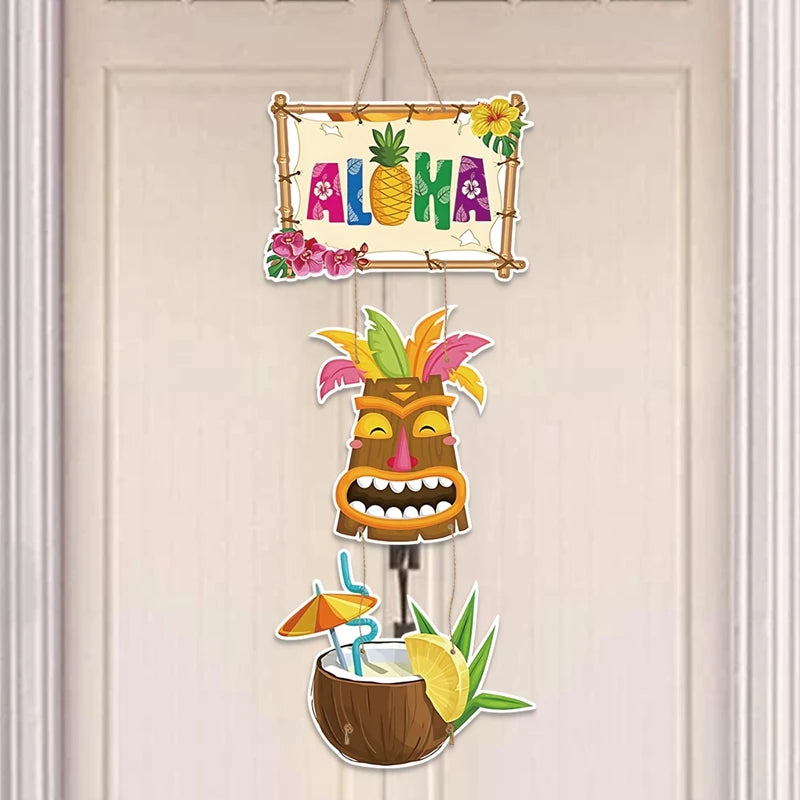 Hawaiian Party Paper Door Hanging Pendants Aloha Party Tropical Beach Party Banner Happy Summer Hawaii Birthday Party Supplies - Big Tim's Magic Emporium