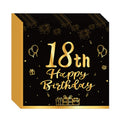 18th~60th Happy Birthday Party Napkins Black Gold Birthday Party Table Napkins Decorations Birthday Party Supplies