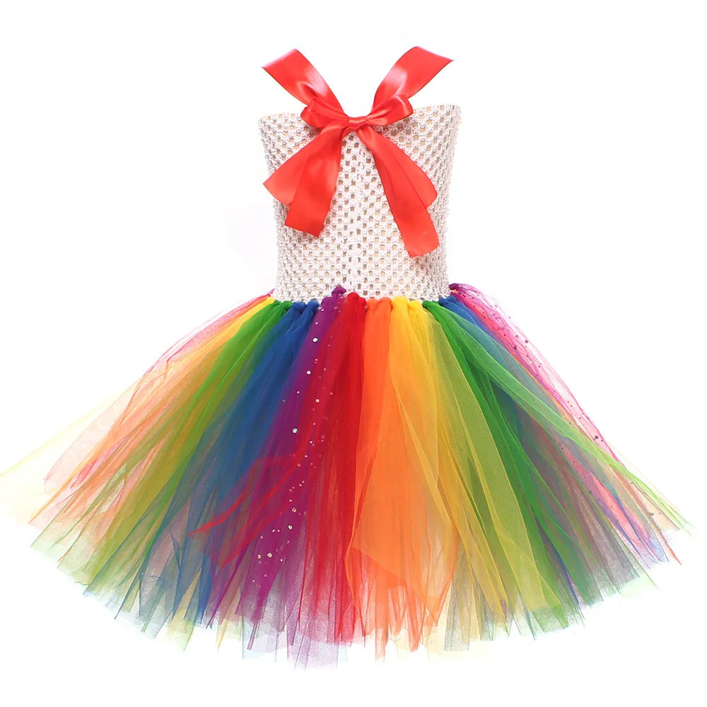 Clown Multicolored Circus Costume for Girls Funny Joker Halloween Tutu Dress Kids Fancy Birthday Party Pageant Carnival Clothes - Big Tim's Magic Emporium