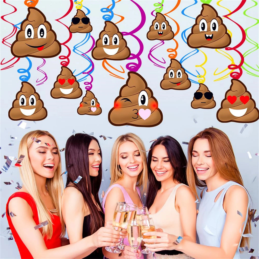 1 Set Funny Poop Party Hanging Swirls Decoration Hard Card Poo Brown Hanging and Foil Hanging for Birthday Party Favors Decor - Big Tim's Magic Emporium