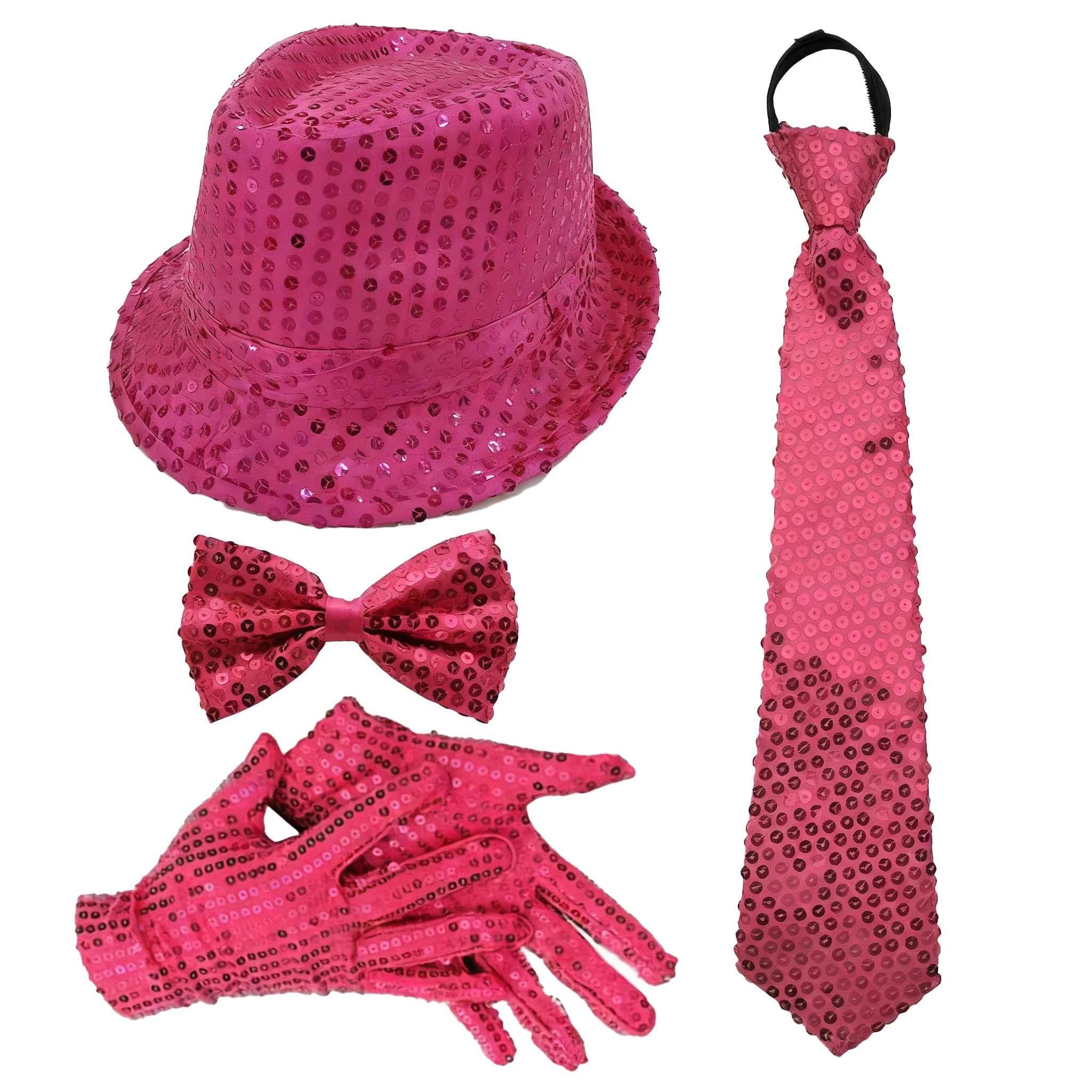 70S Disco Performance Props Sequined Hats Ties Gloves Suspenders Stage Performance Halloween and Christmas Clothing Accessories