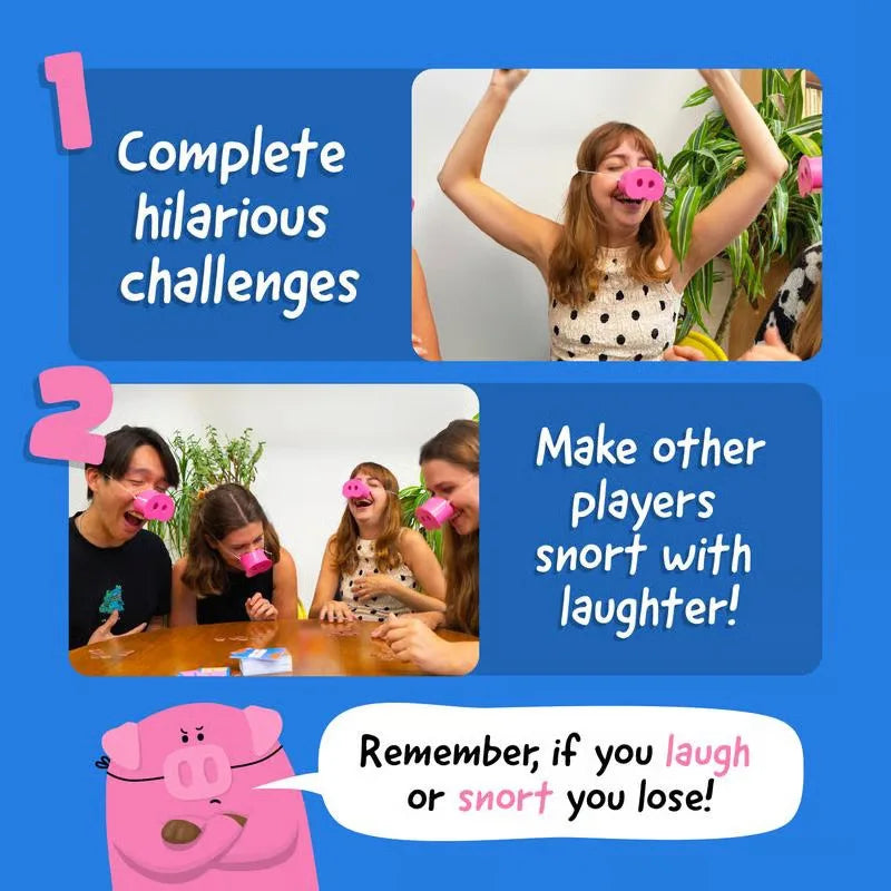 Party Game Provides Fun Snorts Board Games 5 Toy Pig Noses and Challenge Cards for Family and Friends - Big Tim's Magic Emporium