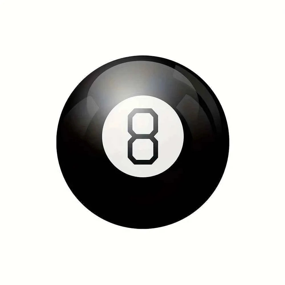 Magic 8 Ball - A mysterious answer ball with a glossy black exterior and white number 8 interior - Party prediction game