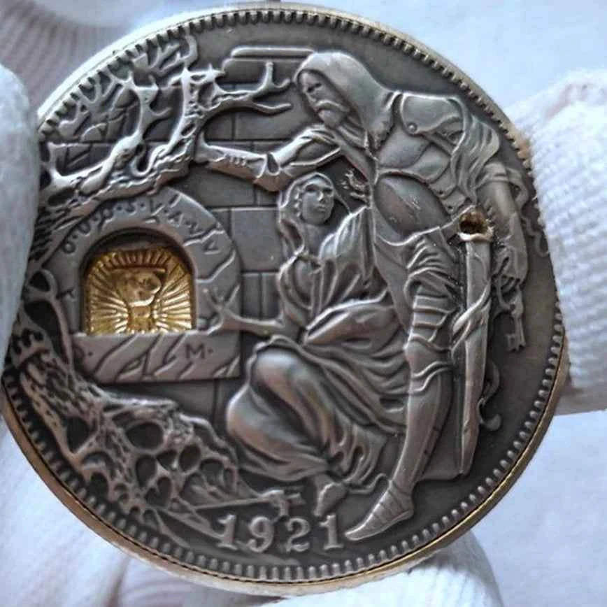 Movable Mechanism Holy Grail Coin Roman Booteen Hobo Nickel Wandering Removable Sword Magic Coin Collectible Christmas Gifts