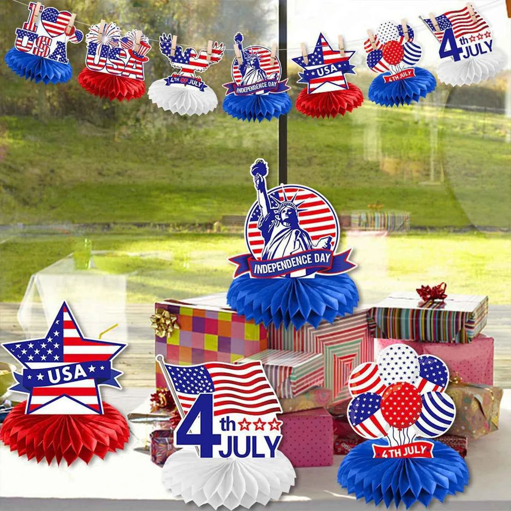 4th of July Table Centerpiece Patriotic Honeycomb Centerpieces Table Decorations Independence Day 250th Anniversary Party Decor