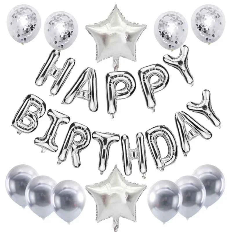 25Pcs/Set Happy Birthday Balloons Blue Foil Letter Balloon 12inch Confetti Latex Balloon For Boy Birthday Party Decoration