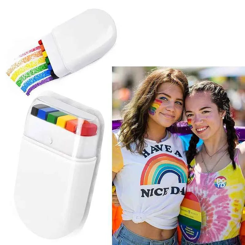 Colorful Rainbow Face Paint Crayons Washable Body Tattoo Pigment Pen Fluorescent Crayon Adult Kid Party Art Makeup Cosmetic Tool