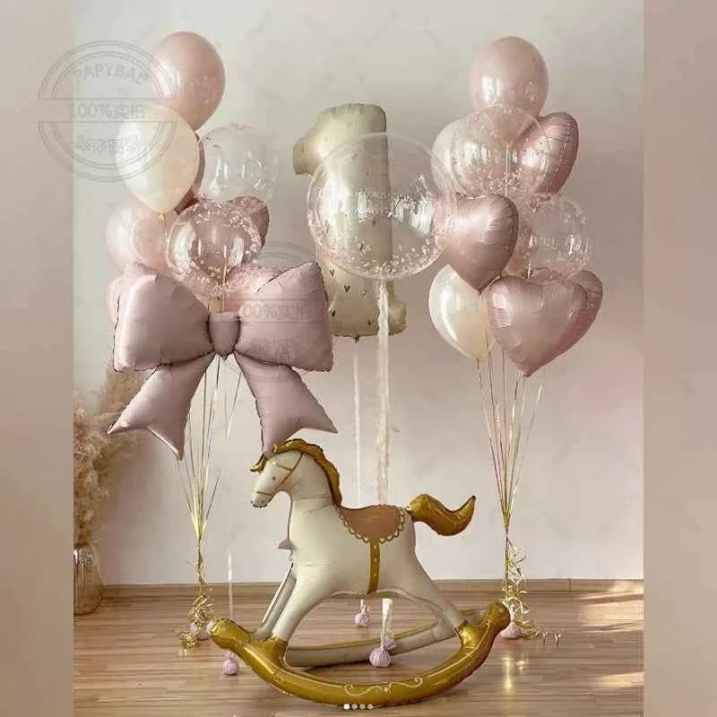27pcs Large Trojan Deco Balloons with Pink Bows Suitable for Wedding Decoration Birthdays and Pink Themed Parties Decor Supplies