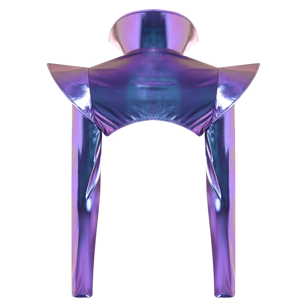 Metallic Shoulder Armor Shrug Crop Top & Sleeves Futuristic Pauldron Stage Costume