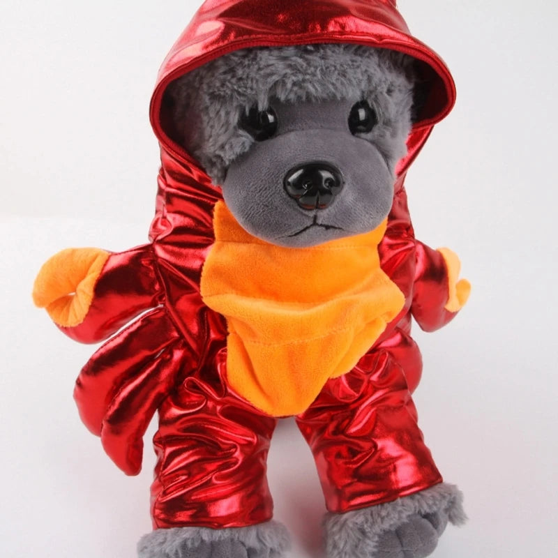 Adorable Cartoon Crab Pet Costume Animal Hoodie Warm Outfits Cloth Crab Theme Dog Halloween New Year Costume