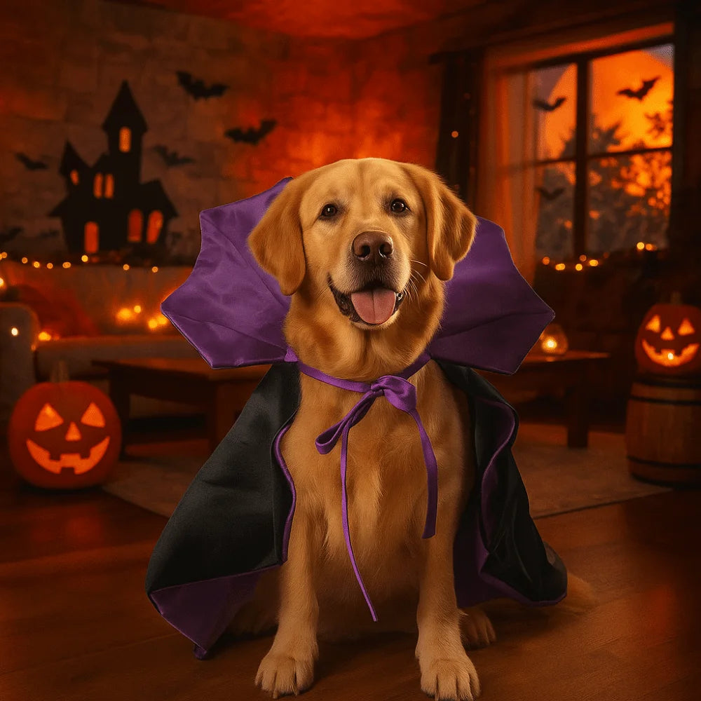 Stand-collar Halloween Pet Costume Comfortable Adjustable Dogs Knight Cape Pet Supplies Soft Fabric Kitten Puppy Dress Party