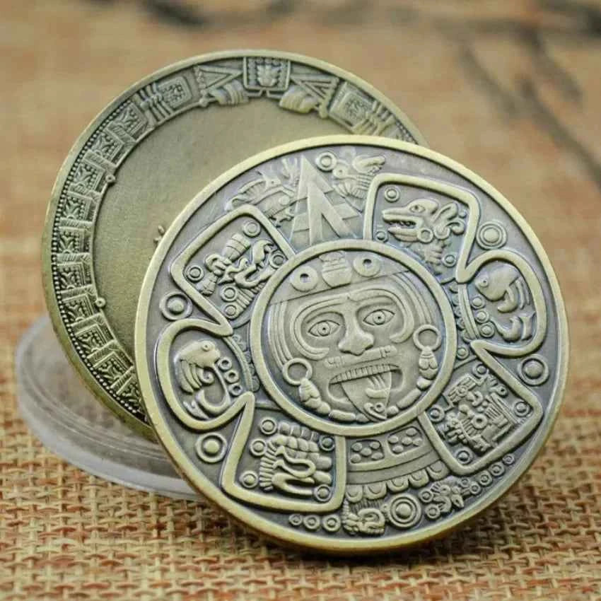 Souvenir Coin  Ancient Bronze Platted Mysterious Collectibles Coin Mexico Mayan Commemorative Coin