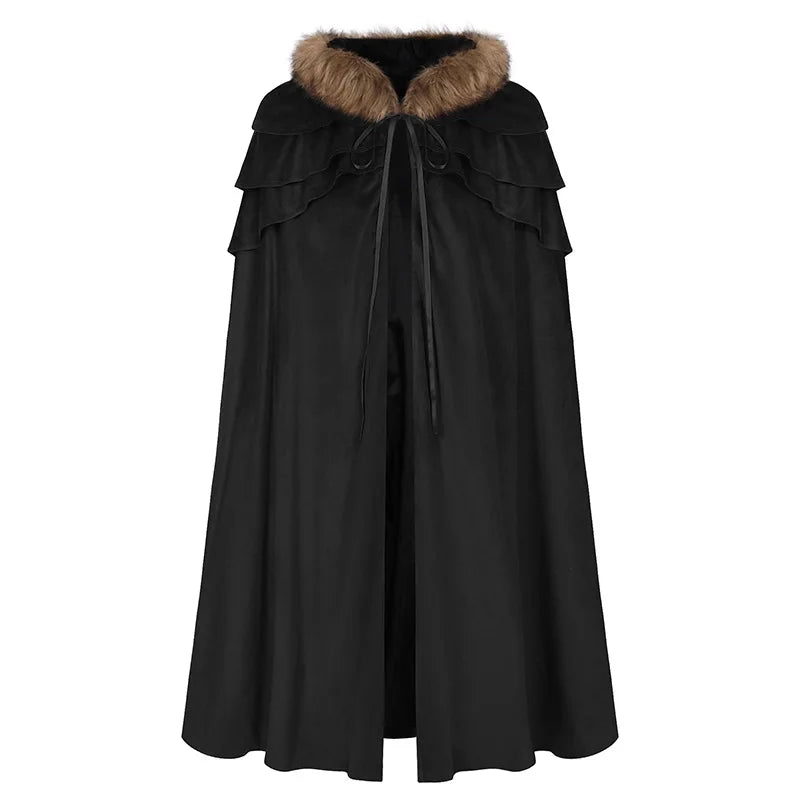 Halloween Unisex Dark Gothic Cloak Coat Cape Hooded Shawl Wizard Priest Robe - Big Tim's Magic Emporium
