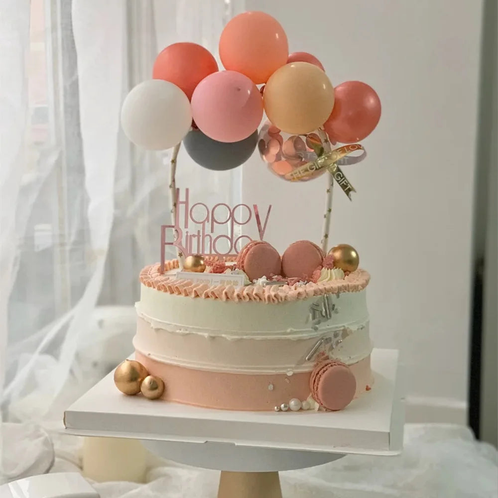 10pcs 5 Inch Balloon Cake Topper Confetti Balloon Birthday Party Dessert Decoration Baby Shower Wedding Decor Cake Supplies