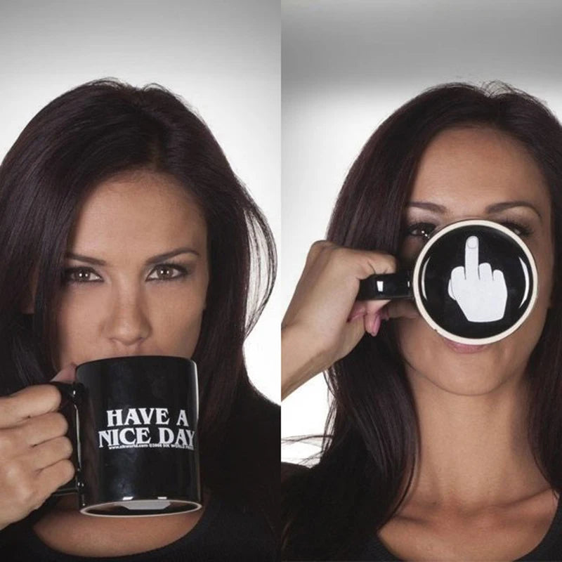 Funny Middle Finger mugs,Have a Nice Day Coffee Mug Creative Cup for Coffee Milk Tea Cups,Ceramic Coffee Porcelain Tea Cup Gift - Big Tim's Magic Emporium