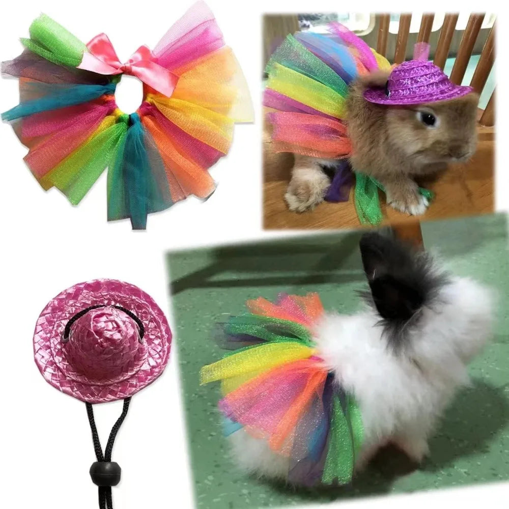 Bearded Dragon Costume Hat for Lizards Tutu Skirt & Reptile Small Pet Costume Outfits Clothes Photo Props for Geckos Hamster Rat