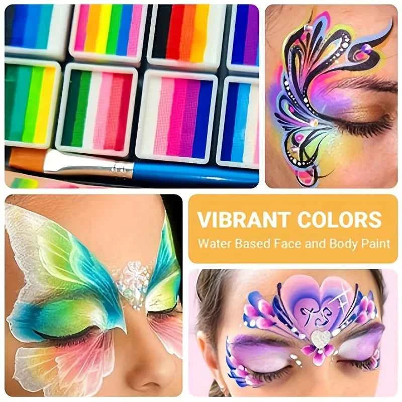 75-Color Face and Body Paint Palette + 32 Stencils, Bright and Long-Lasting Colors, Suitable for Festival Party Face Makeup, Bod