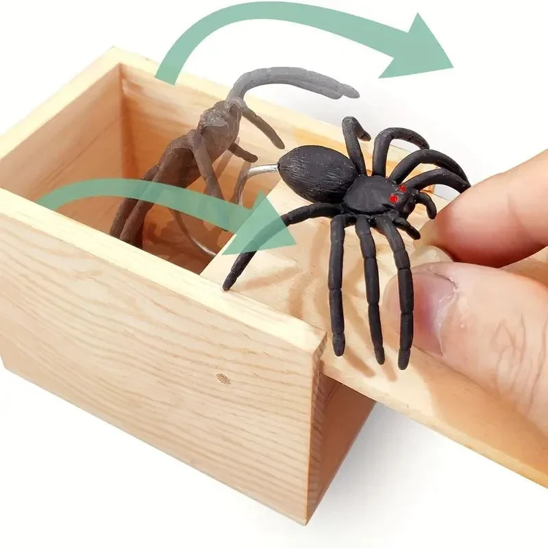 New Trick Spider Funny Scare Box Wooden Hide Box Quality Prank Wooden Scare box Fun game prank Prank Friends toy holiday gift - Big Tim's Magic Emporium