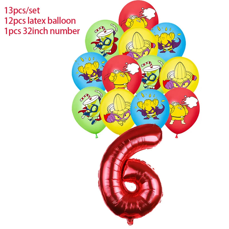 Superzings Birthday Party Decoration Balloon Banner Cake Topper SuperthingsTableware Birthday Party Supplies Baby Shower