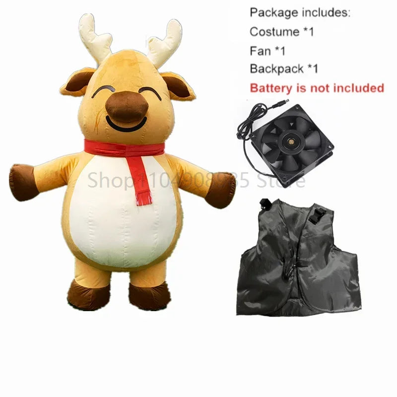 Inflatable Santa Claus Snowman Deer Mascot Costume Adult Fancy Dress Christmas Party Kawaii Mascot Costume Carnival Costumes - Big Tim's Magic Emporium