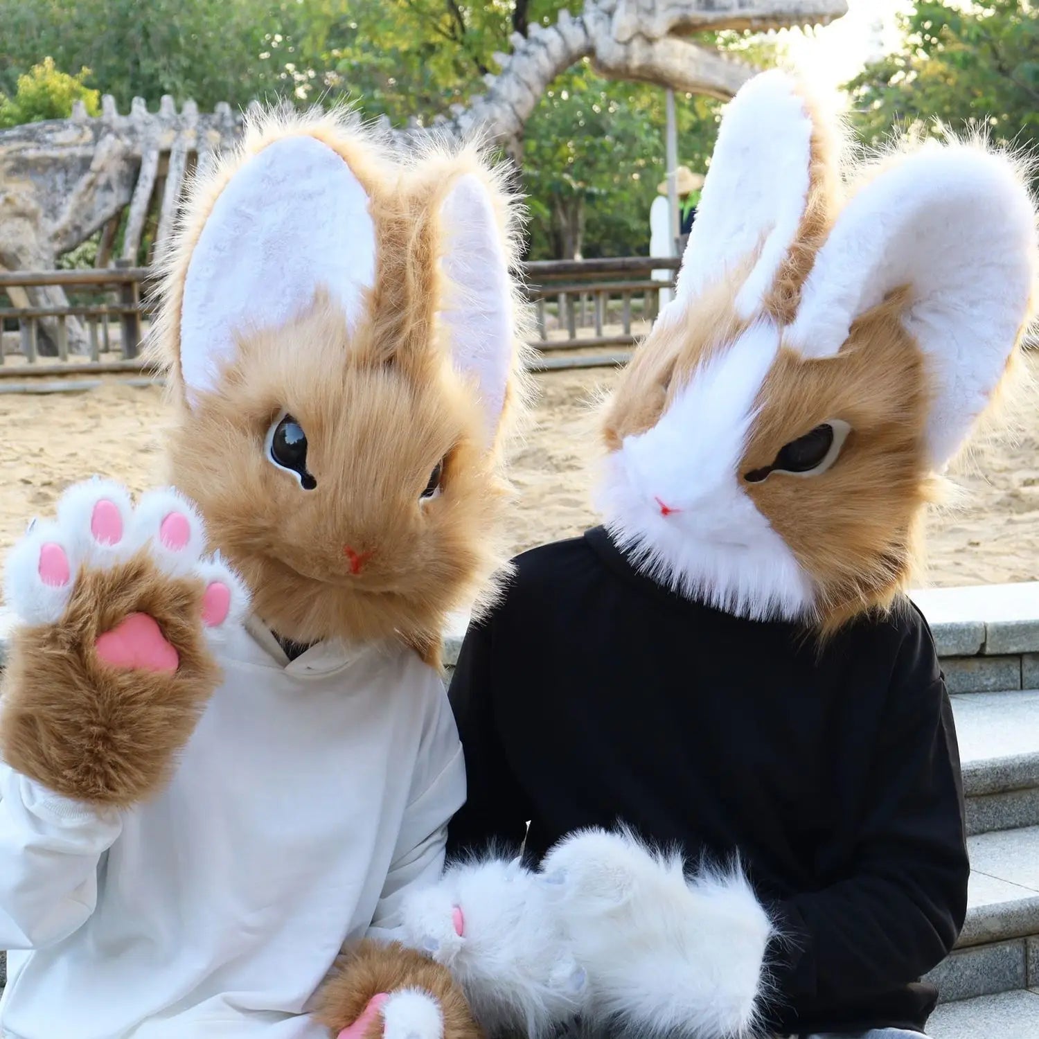 Original Realistic Furry Animal Fursuit Kigurumi Big Ear Rabbit Head Cover Cosplay Costume Halloween Wearable Accessories - Big Tim's Magic Emporium