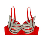 Diamond Rhinestone Leaf Embroidered Bustier Top & Corset Bralette