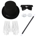 Halloween Magician Costume Accessories Bowler Hat Gloves Satin Bow Tie Ribbon Roses And Magic Wand Props for Masquerade Party - Big Tim's Magic Emporium